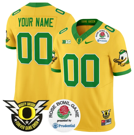 Custom Oregon Ducks Jersey 2025 Rose Bowl Vapor Football Stitched Gold by NCAA Football Jersey