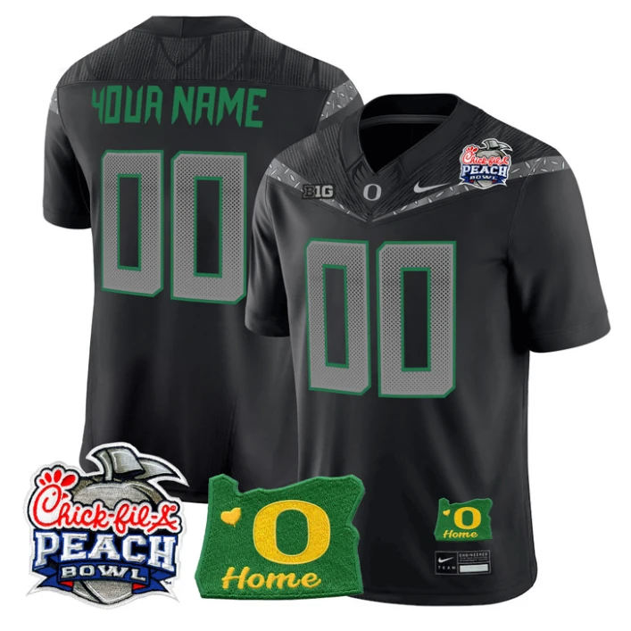 Custom Oregon Ducks Jersey 2026 Peach Bowl Oregon State Patch Stitched Black by My Store NCAA Football Jerseys