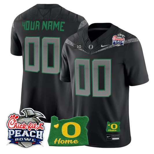 Custom Oregon Ducks Jersey 2026 Peach Bowl Oregon State Patch Stitched Black by My Store NCAA Football Jerseys