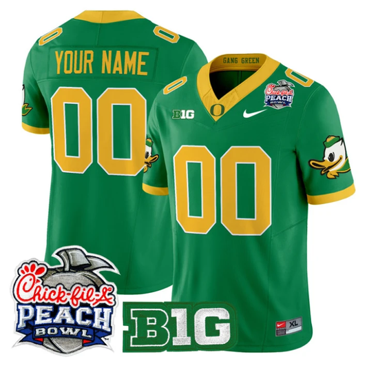 Custom Oregon Ducks Jersey 2026 Peach Bowl Patch Limited Stitched Green by NCAA Football Jersey