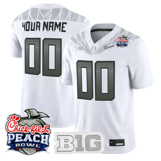 Custom Oregon Ducks Jersey 2026 Peach Bowl Patch Limited Stitched White by NCAA Football Jersey