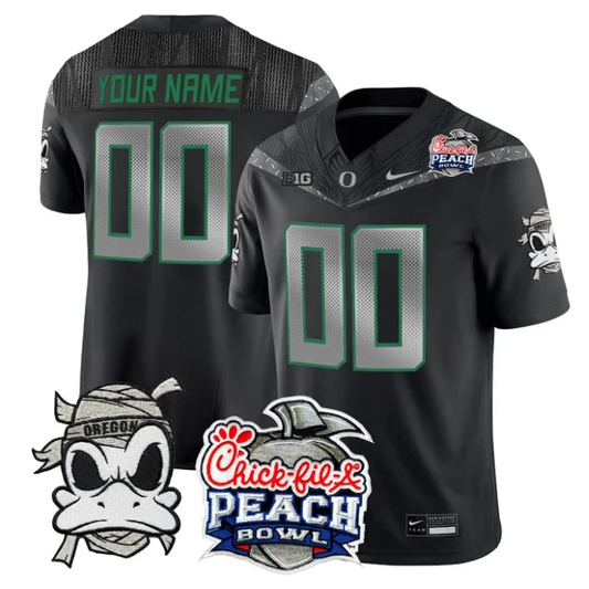 Custom Oregon Ducks Jersey Mummy Duck 2026 Peach Bowl Patch Stitched Black by My Store NCAA Football Jerseys