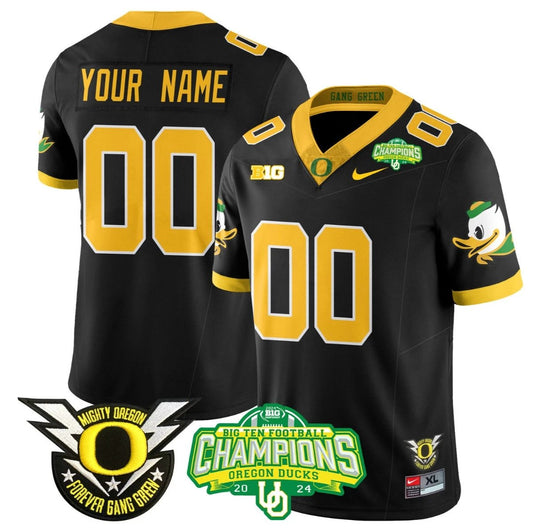Custom Oregon Ducks Jersey Name, Number 2024 Big Ten Champions N1 Black by My Store