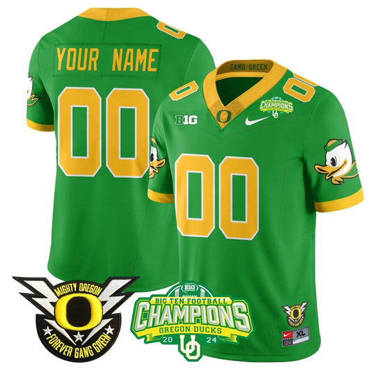 Custom Oregon Ducks Jersey Name, Number 2024 Big Ten Champions N1 Green by My Store