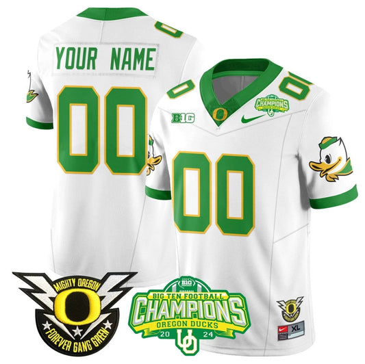 Custom Oregon Ducks Jersey Name, Number 2024 Big Ten Champions N1 White by My Store