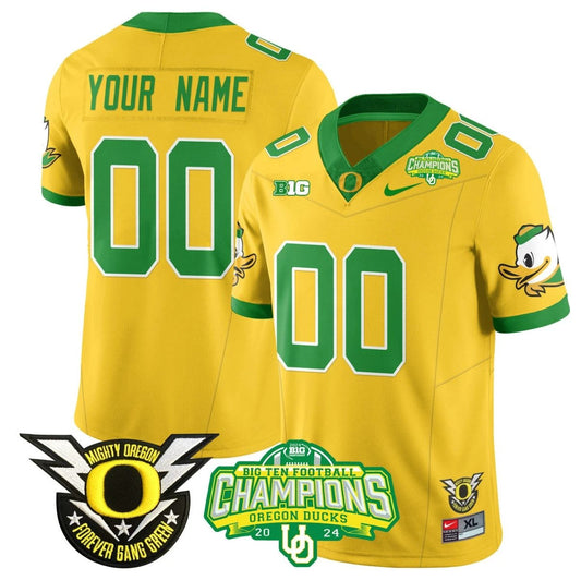 Custom Oregon Ducks Jersey Name, Number 2024 Big Ten Champions N1 Yellow by My Store