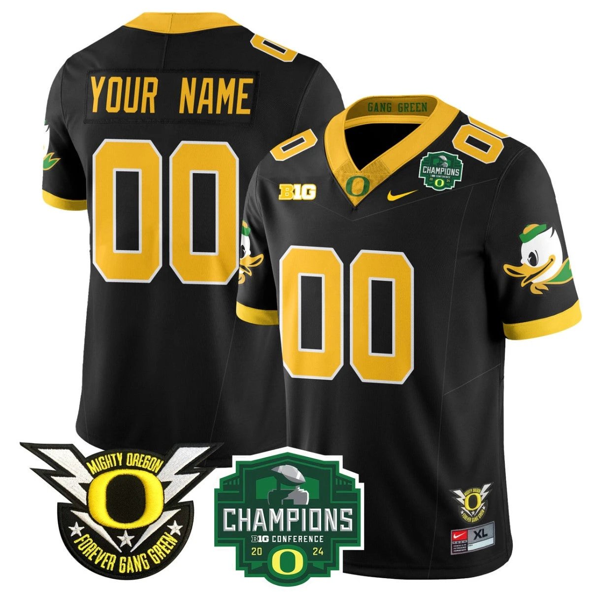 Custom Oregon Ducks Jersey Name, Number 2024 Big Ten Champions Stitched Black by My Store