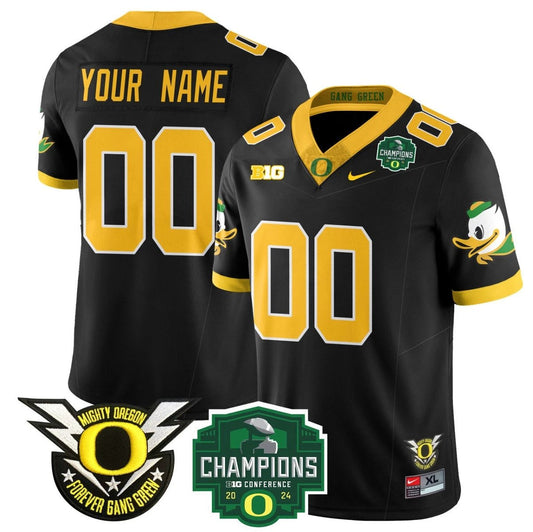 Custom Oregon Ducks Jersey Name, Number 2024 Big Ten Champions Stitched Black by My Store