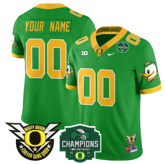 Custom Oregon Ducks Jersey Name, Number 2024 Big Ten Champions Stitched Green by My Store