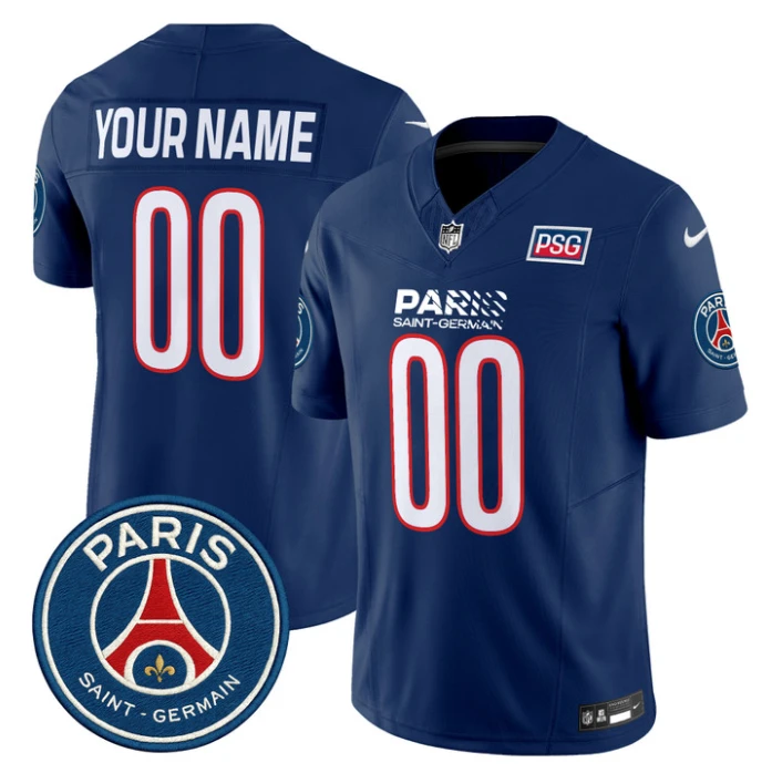 Custom Paris Saint-Germain 2025 Jersey Name, Number Football Stitched Navy by NCAA Football Jersey