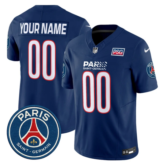 Custom Paris Saint-Germain 2025 Jersey Name, Number Football Stitched Navy by NCAA Football Jersey