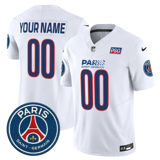 Custom Paris Saint-Germain 2025 Jersey Name, Number Football Stitched White by NCAA Football Jersey