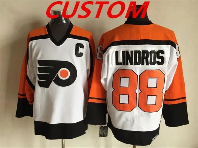 Custom Philadelphia Flyers white orange CCM Throwback NHL ice hockey jerseys by Hockey David