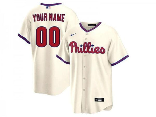 Custom Philadelphia Phillies Cool Base Jersey Cream by My Store