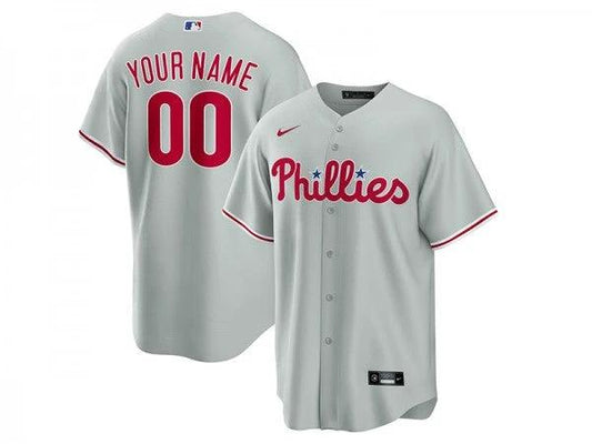 Custom Philadelphia Phillies Cool Base Jersey Gray by My Store