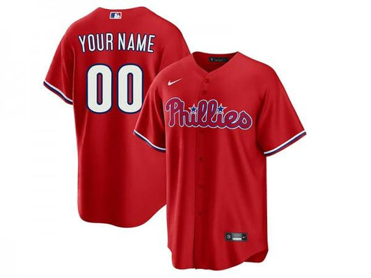Custom Philadelphia Phillies Cool Base Jersey Red by My Store