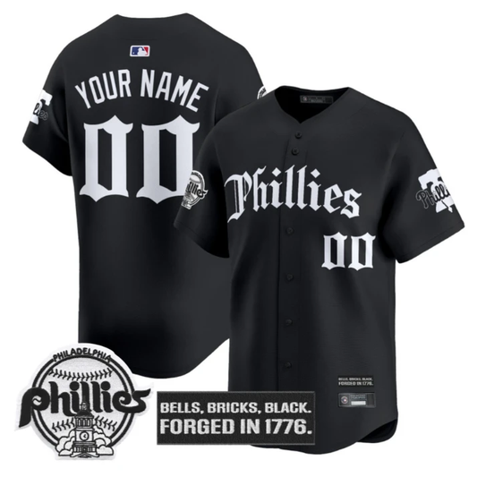 Custom Philadelphia Phillies Jersey Gothic Liberty Edition Stitched Black by My Store