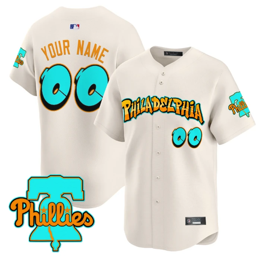Custom Philadelphia Phillies Jersey Graffiti Broad Street Edition Stitched Cream by My Store