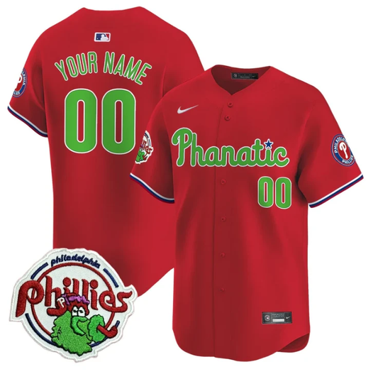 Custom Phillies Jersey Phanatic Patch Vapor Premier Limited Stitched Red by My Store
