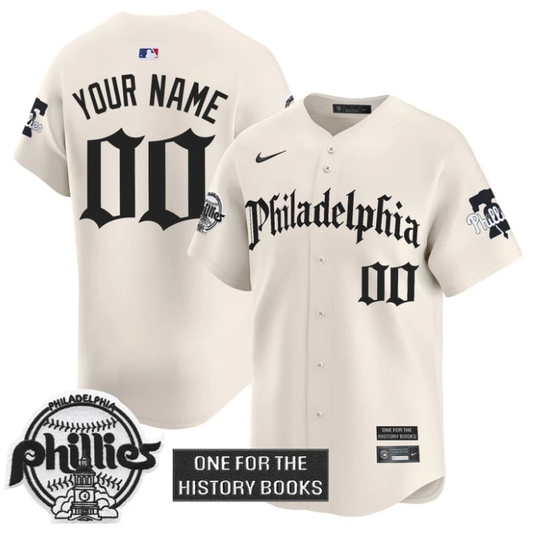 Custom Phillies Jersey Retro Newspaper Edition Vapor Premier Limited Stitched Cream by My Store