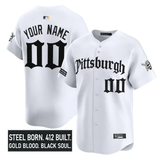 Custom Pittsburgh Pirates Jersey Gothic Steel City Edition Stitched White by My Store
