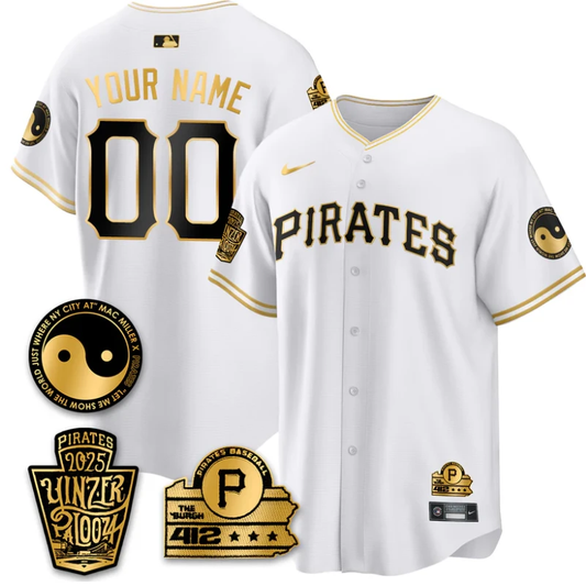 Custom Pittsburgh Pirates Jersey Yinzerpalooza 2025 Stitched White Gold by My Store