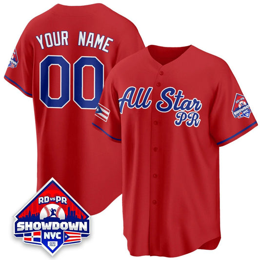 Custom Puerto Rican Jersey Name, Number Baseball All-Star 2025 Stitched Red by My Store