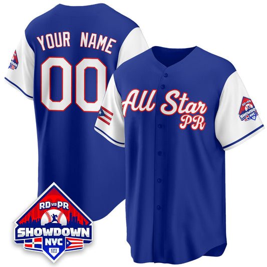Custom Puerto Rican Jersey Name, Number Baseball All-Star 2025 White Sleeves by My Store
