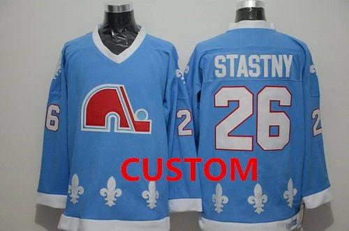 Custom Quebec Nordiques Light Blue CCM Vintage Throwback Jersey by Hockey David