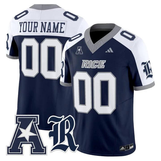 Custom Rice Owls Jersey Name, Number 2025 Vapor Limited Stitched Navy Alternate by NCAA Football Jersey