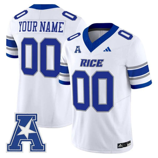 Custom Rice Owls Jersey Name, Number 2025 Vapor Limited Stitched White by NCAA Football Jersey