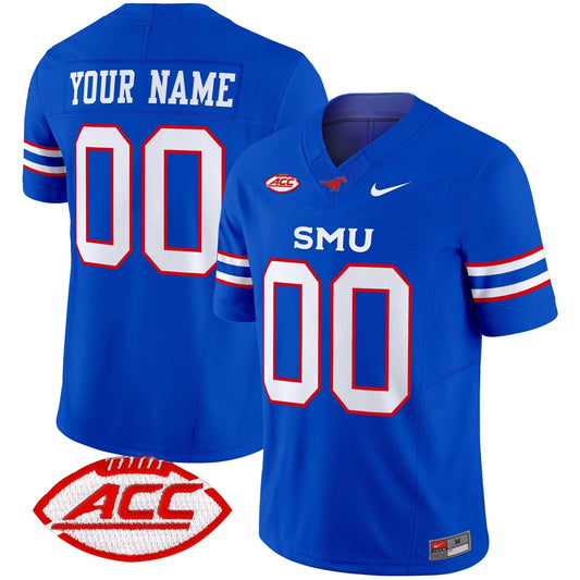 Custom SMU Mustangs Jersey Name, Number 2025 Vapor Limited Stitched Blue by My Store