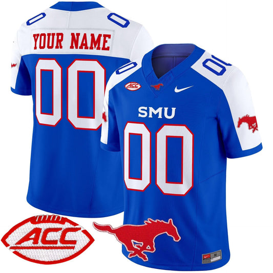 Custom SMU Mustangs Jersey Name, Number 2025 Vapor Limited Stitched Blue Alter by My Store