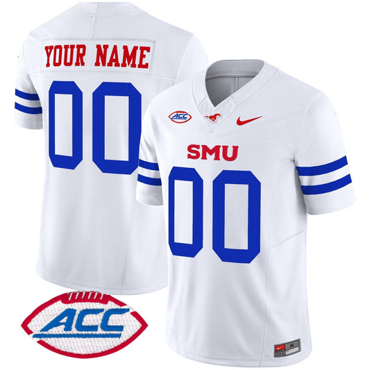 Custom SMU Mustangs Jersey Name, Number 2025 Vapor Limited Stitched Ice White by My Store