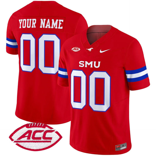 Custom SMU Mustangs Jersey Name, Number 2025 Vapor Limited Stitched Red by My Store