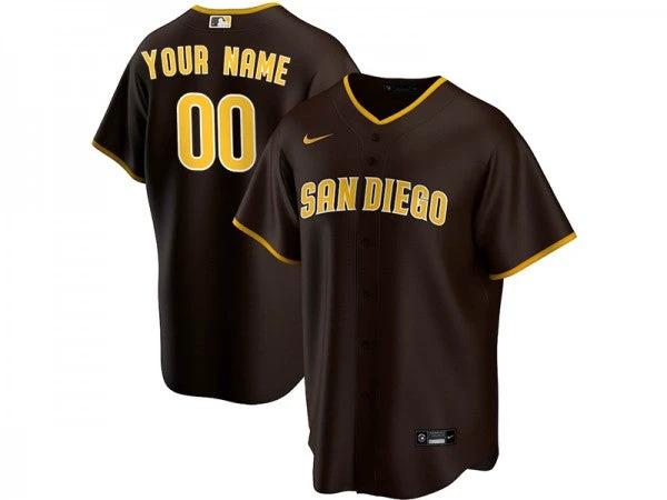 Custom San Diego Padres Cool Base Jersey Brown by My Store