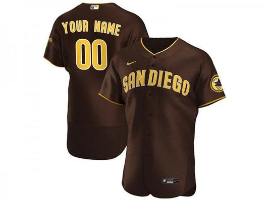 Custom San Diego Padres Flex Base Jersey Brown by My Store