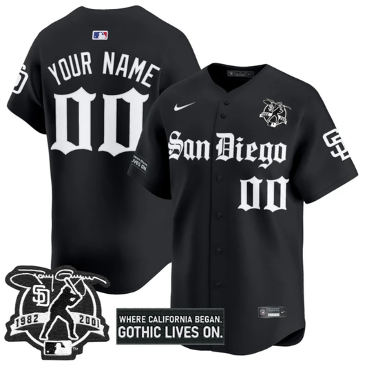 Custom San Diego Padres Jersey Gothic Edition Vapor Premier Limited Stitched Black by My Store