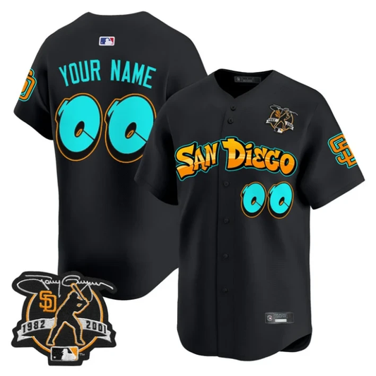 Custom San Diego Padres Jersey Graffiti Barrio Edition Limited Stitched Black by My Store
