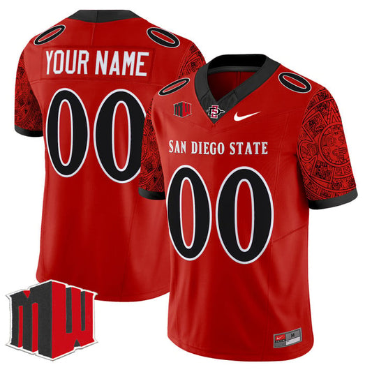 Custom San Diego State Aztecs Jersey Name, Number 2025 Limited Stitched Red by NCAA Football Jersey