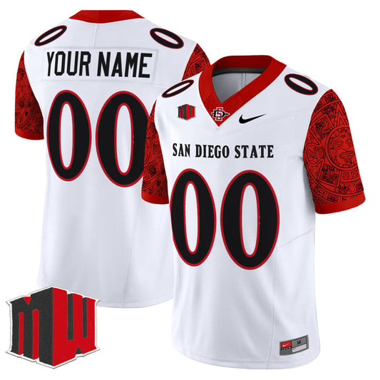 Custom San Diego State Aztecs Jersey Name, Number 2025 Limited Stitched White by NCAA Football Jersey