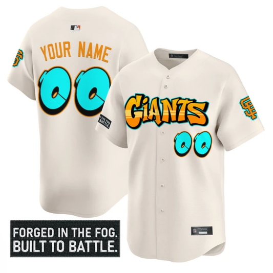 Custom San Francisco Giants Jersey Graffiti Fog City Drop Stitched Cream by My Store