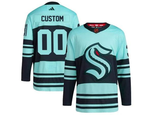 Custom Seattle Kraken Teal Reverse Retro 2.0 Jersey by Hockey David