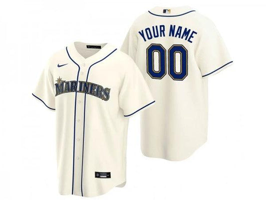 Custom Seattle Mariners Cool Base Jersey Cream by My Store