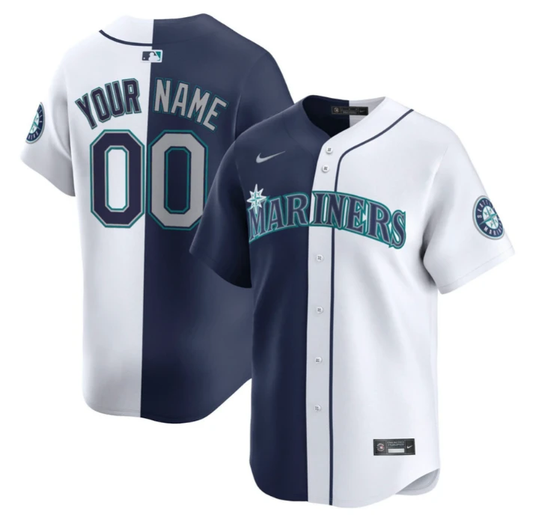 Custom Seattle Mariners Home Away Split Jersey All Stitched by My Store