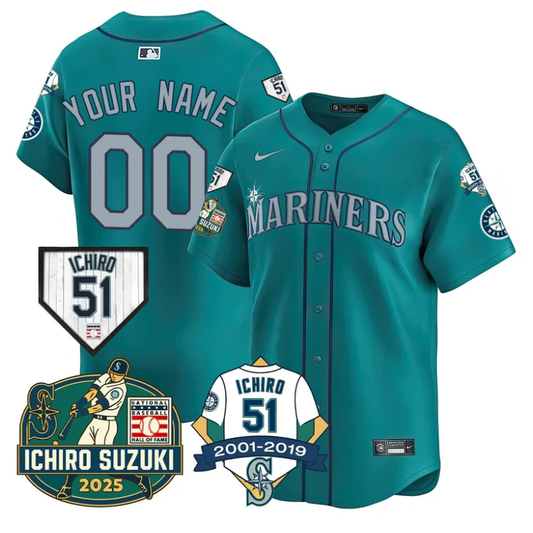 Custom Seattle Mariners Jersey Name, Number Ichiro Suzuki Stitched Teal by My Store