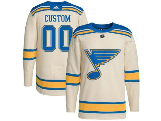 Custom St. Louis Blues Cream 2022 Winter Classic Jersey by Hockey David