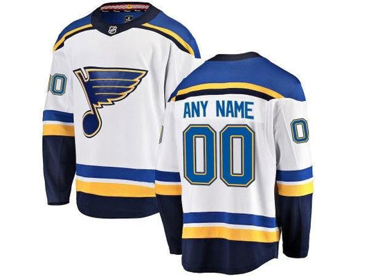 Custom St. Louis Blues White Away Jersey by Hockey David