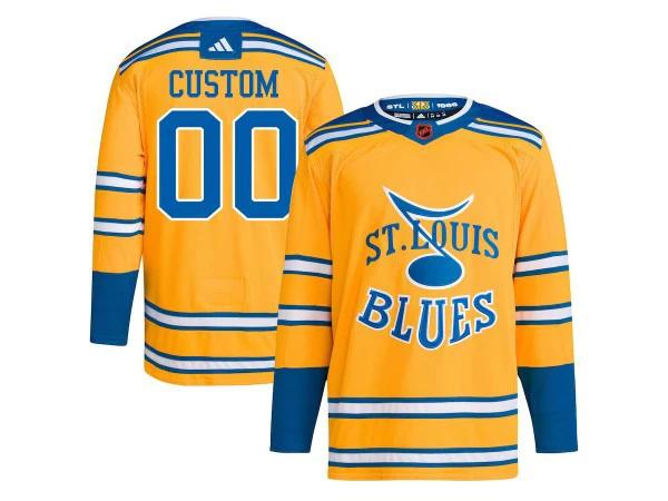Custom St. Louis Blues Yellow Reverse Retro 2.0 Jersey by Hockey David