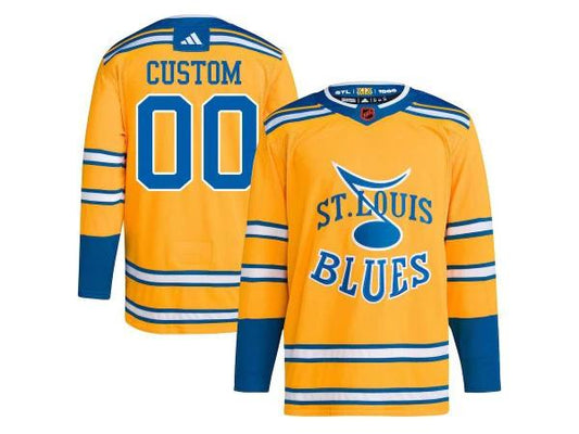 Custom St. Louis Blues Yellow Reverse Retro 2.0 Jersey by Hockey David